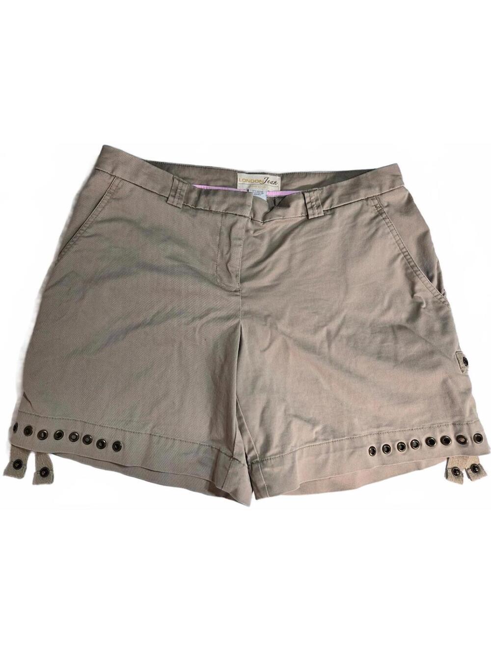 London Jean Khaki Chino Stretch Shorts Size 8